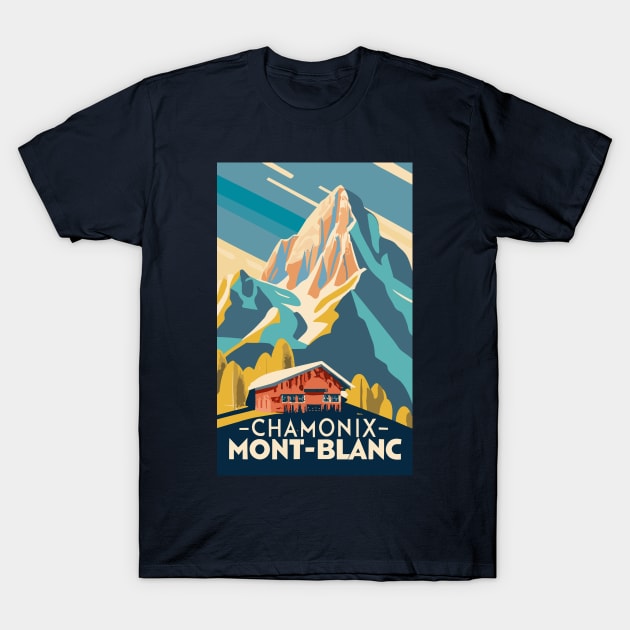 A Vintage Travel Art of Chamonix-Mont-Blanc - France T-Shirt by goodoldvintage